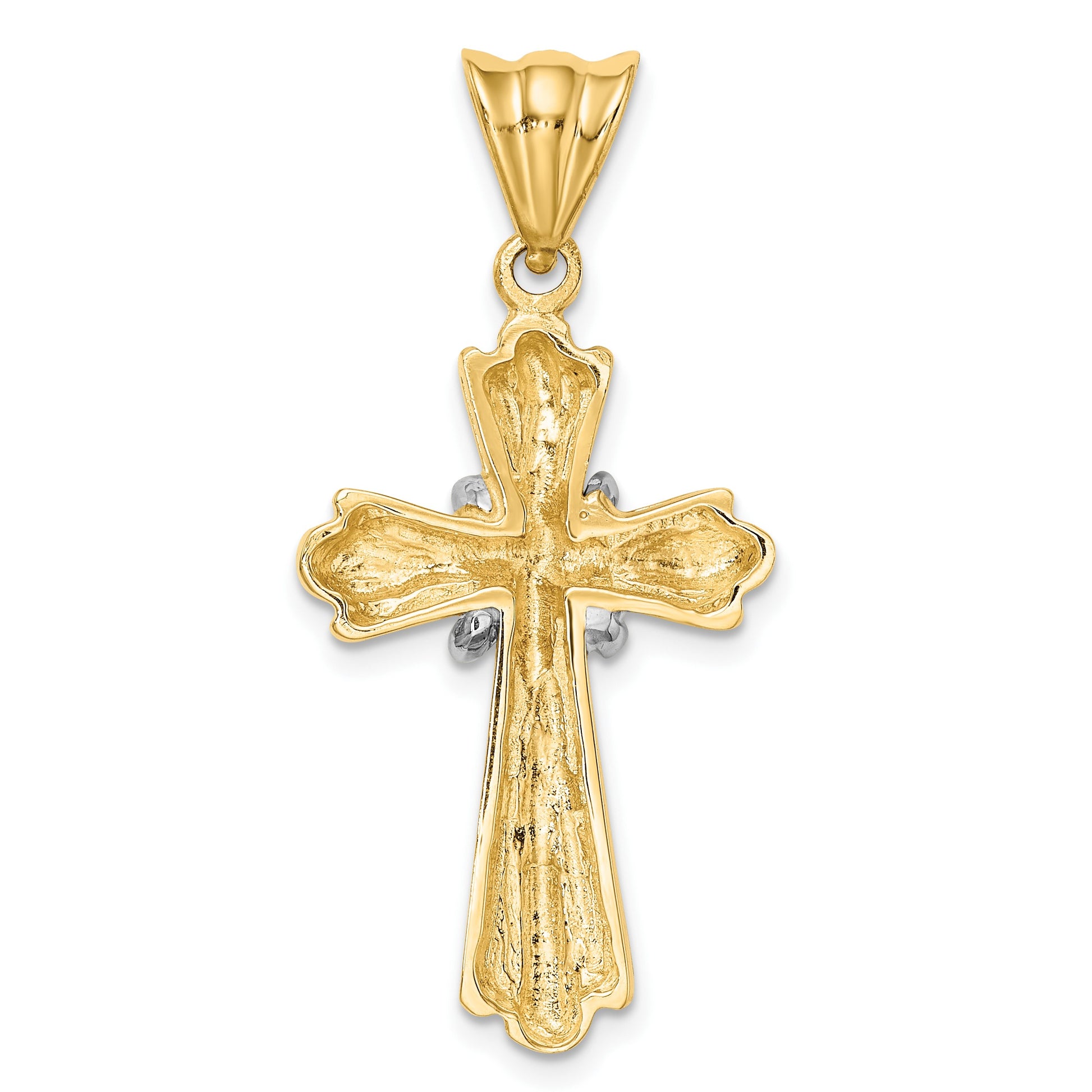 14K Two-Tone Polished -X- Center Design Cross Charm