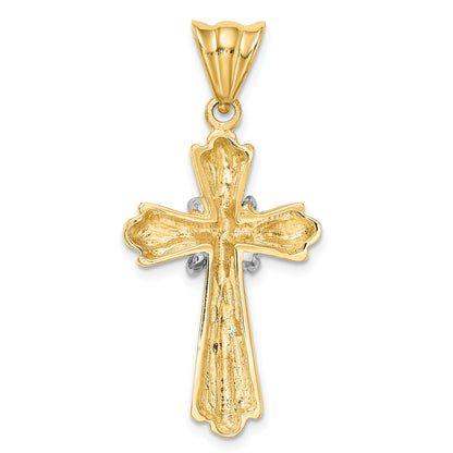 14K Two-Tone Polished -X- Center Design Cross Charm