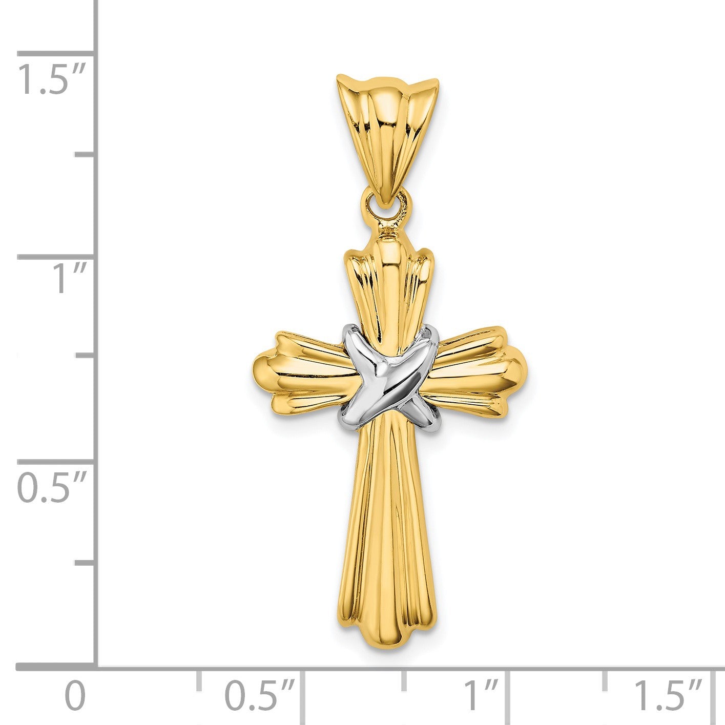 14K Two-Tone Polished -X- Center Design Cross Charm