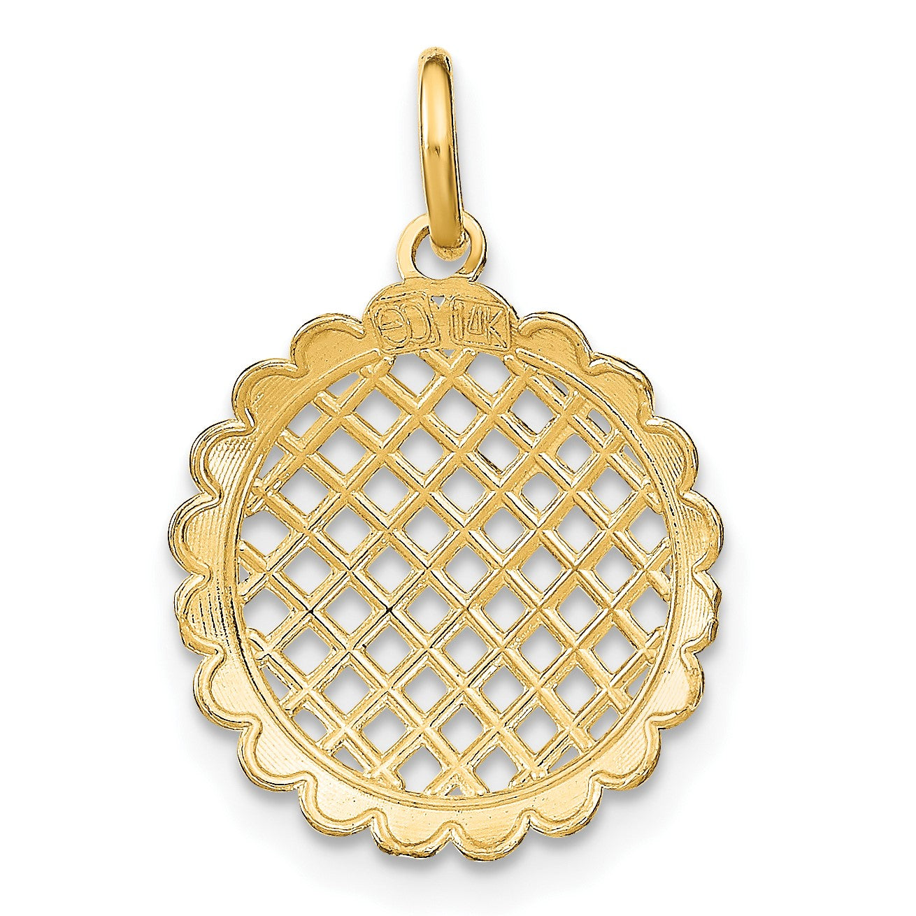 14K and White Rhodium Diamond-cut Sunflower Pendant Charm