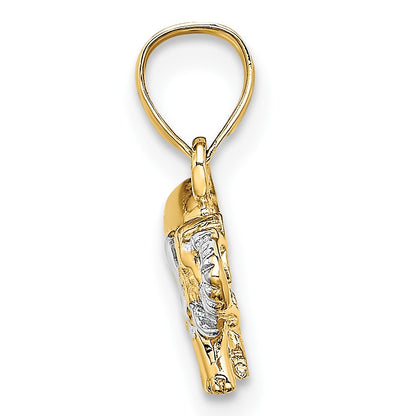 14k and White Rhodium Small Elephant Charm