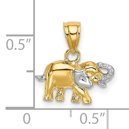 14k and White Rhodium Small Elephant Charm