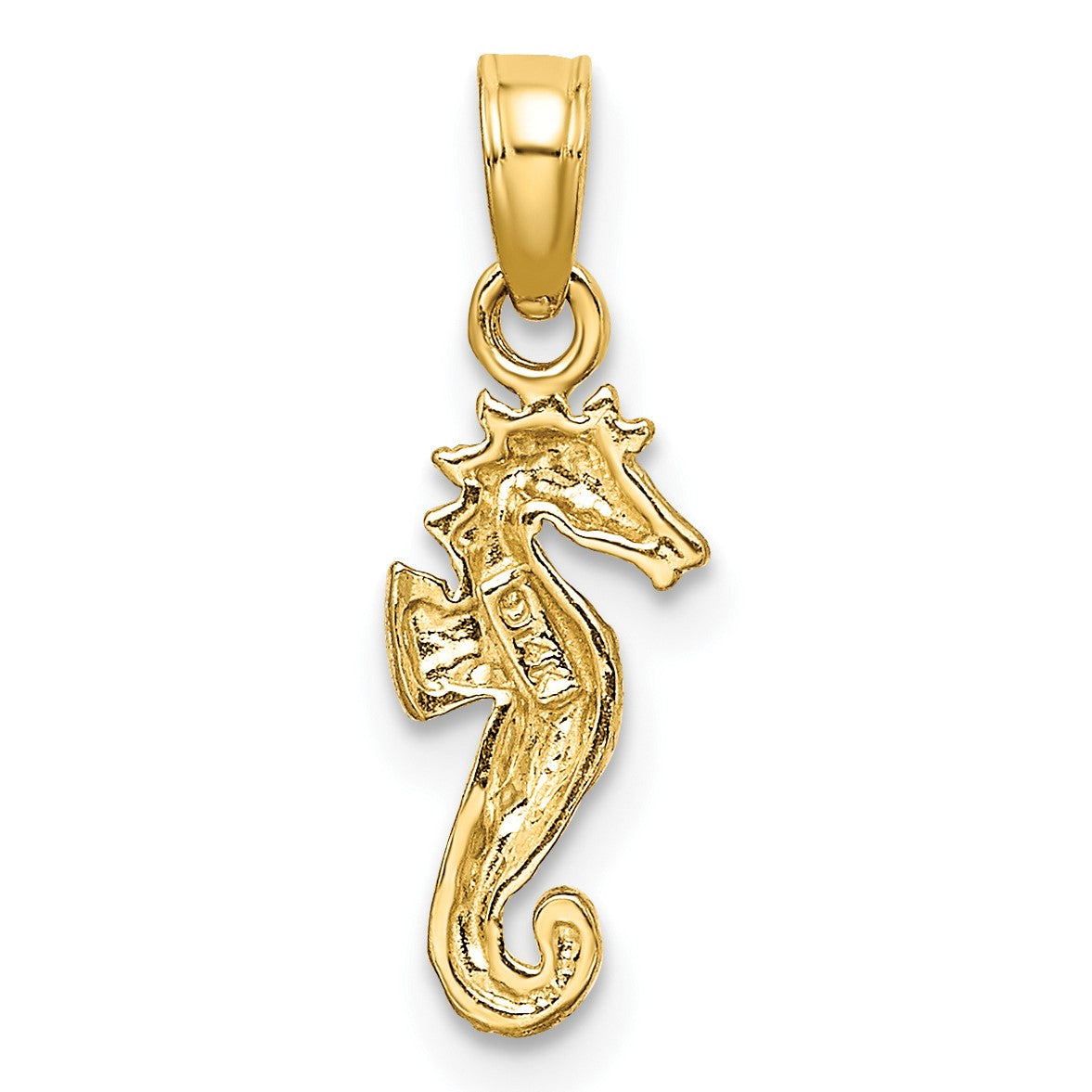 14K with White Rhodium Mini Seahorse Charm