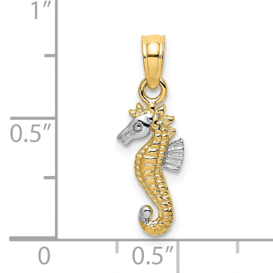 14K with White Rhodium Mini Seahorse Charm