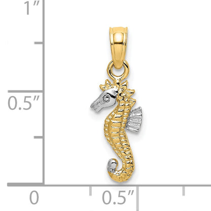 14K with White Rhodium Mini Seahorse Charm