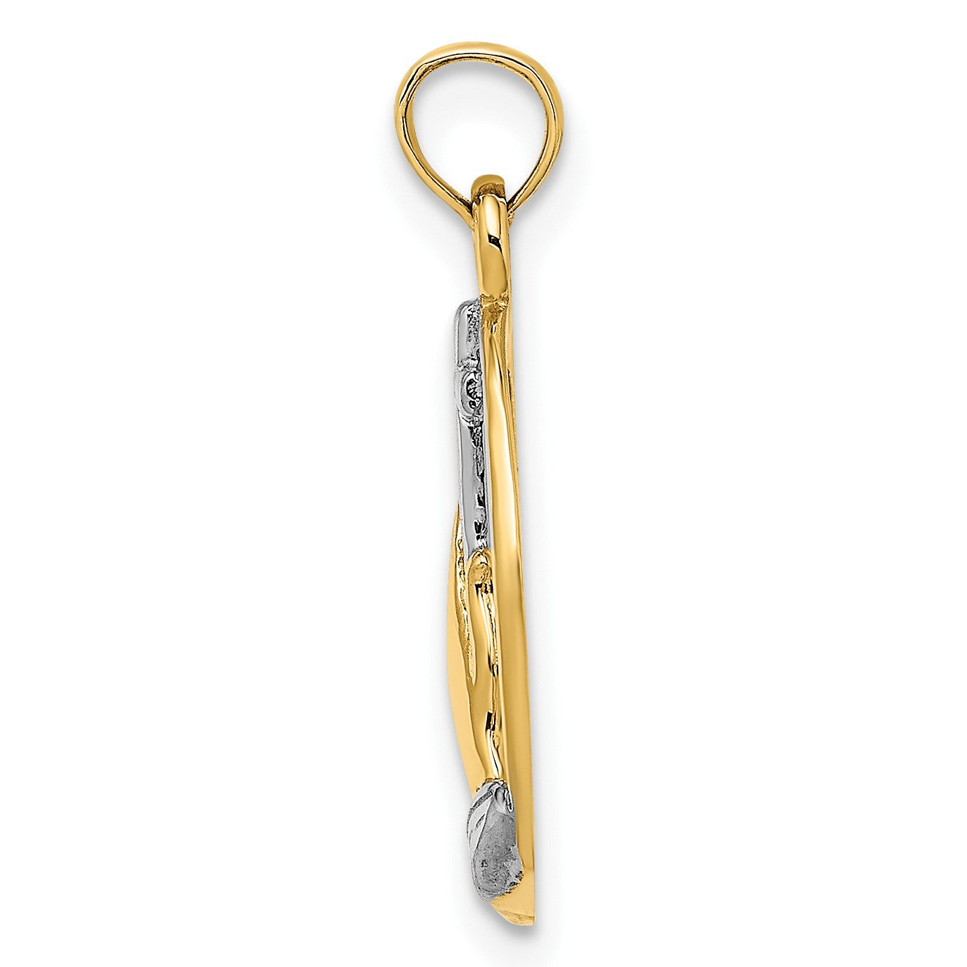 14K and White Rhodium Praying Hands and Cross Oval Charm