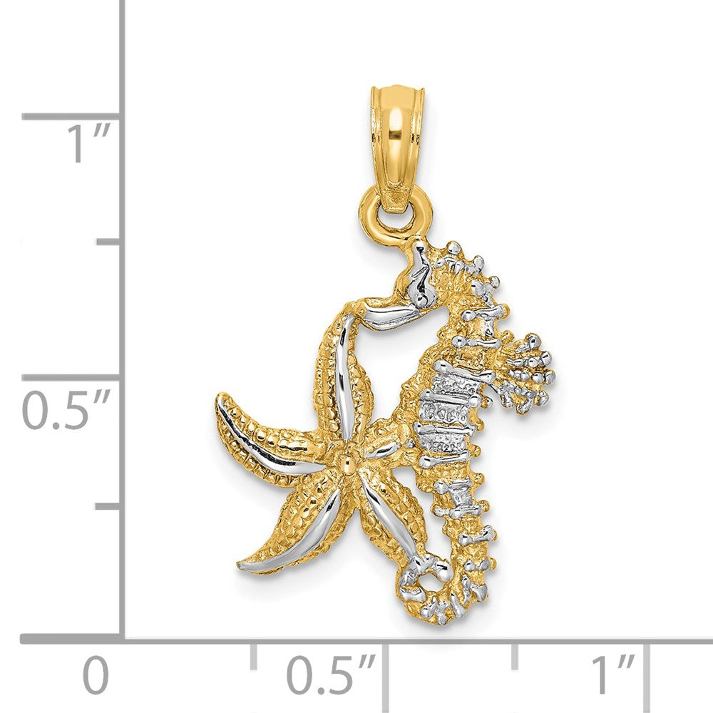 14K with White Rhodium Starfish and Seahorse Charm