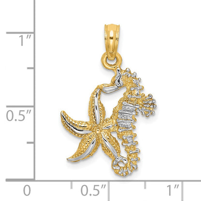 14K with White Rhodium Starfish and Seahorse Charm