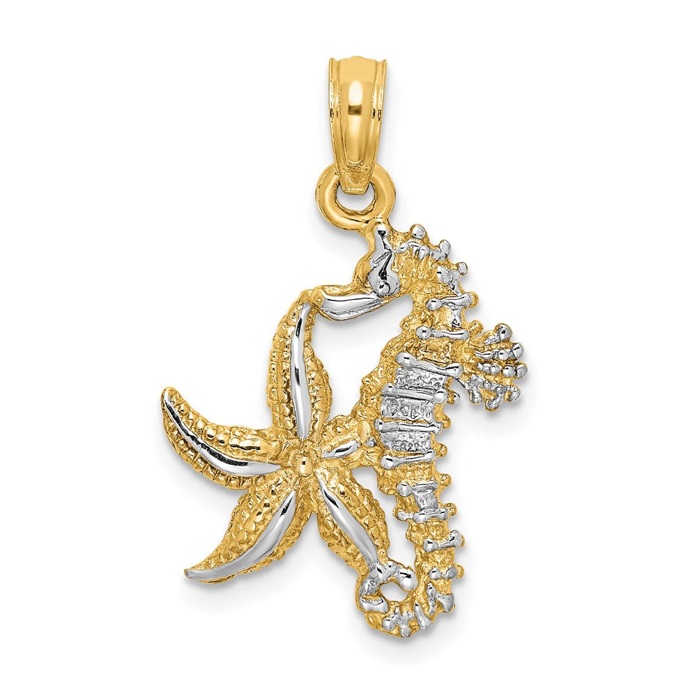 14K with White Rhodium Starfish and Seahorse Charm