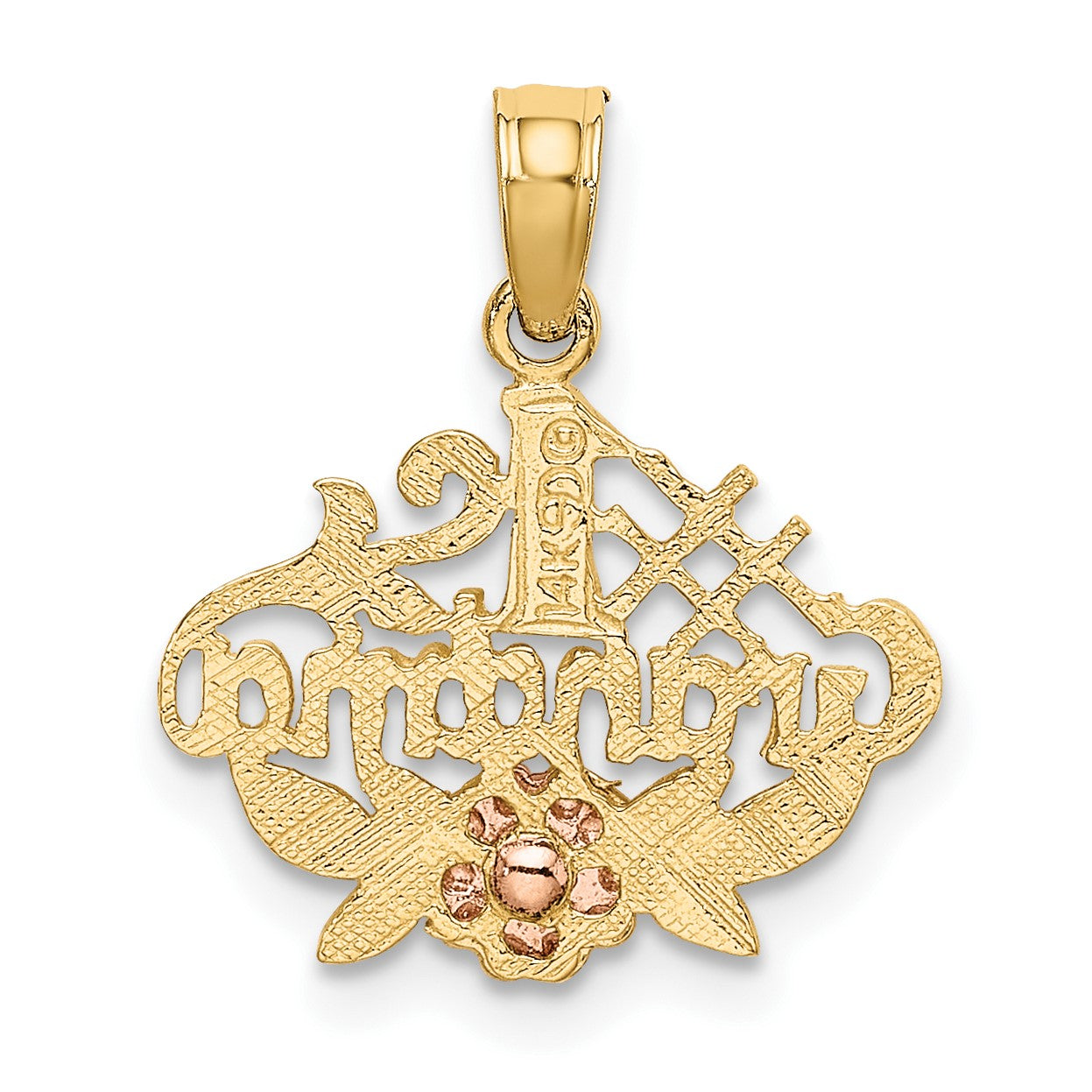 14k Two-Tone #1 GRANDMA with Flower Charm