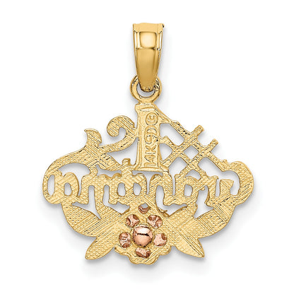 14k Two-Tone #1 GRANDMA with Flower Charm