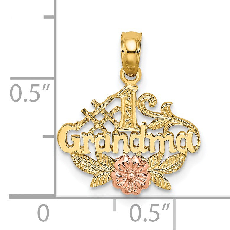 14k Two-Tone #1 GRANDMA with Flower Charm