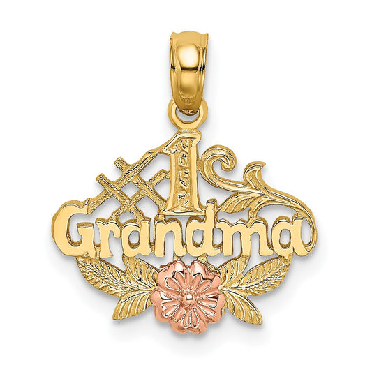 14k Two-Tone #1 GRANDMA with Flower Charm