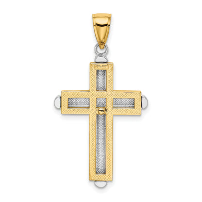 14K Two-tone Beveled Cross Charm