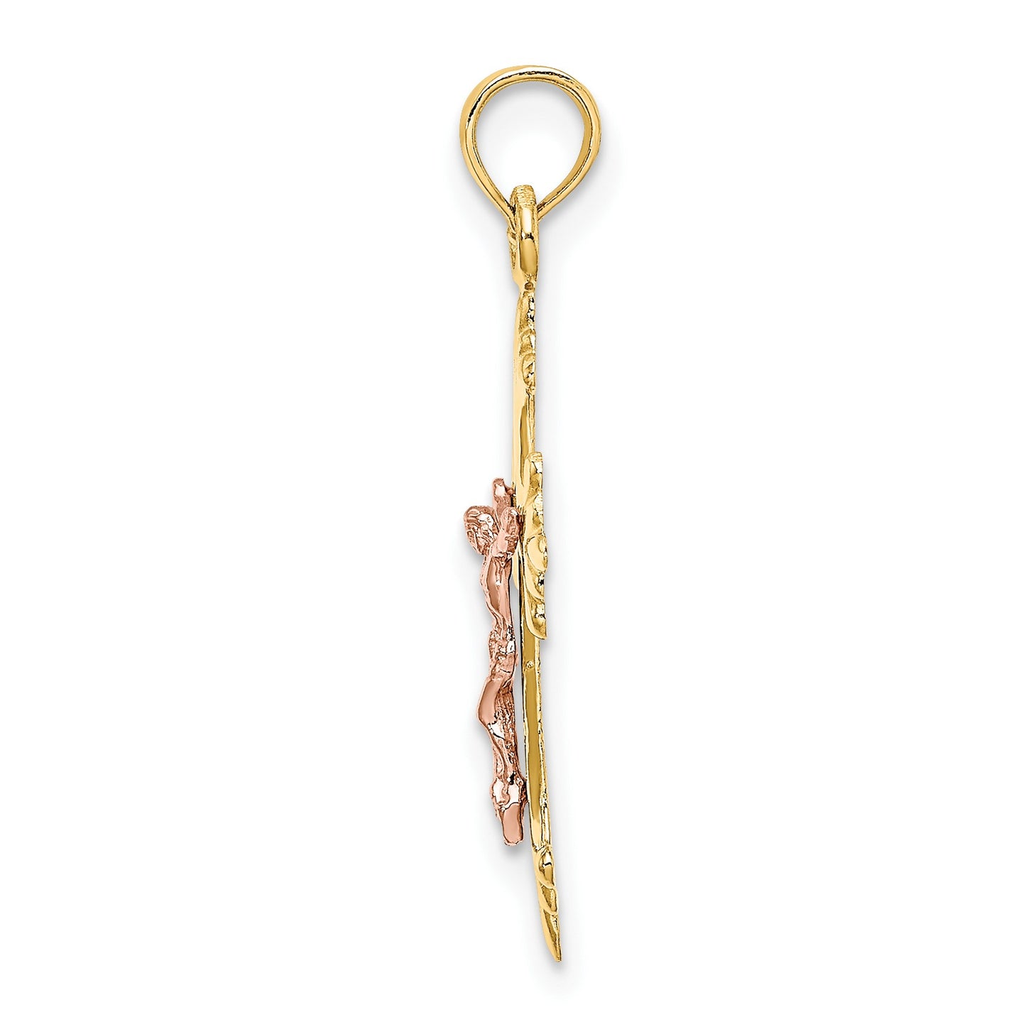 14K Two-Tone Crucifix Charm