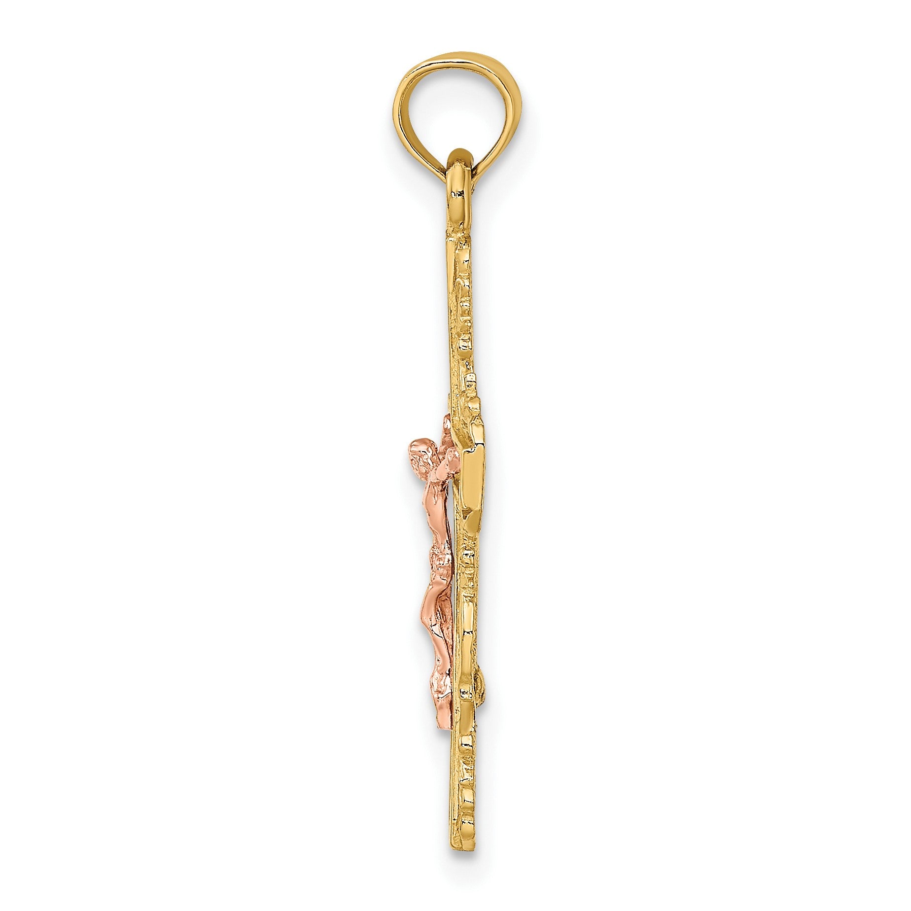 14k Two-Tone with Lace Trim Crucifix Charm