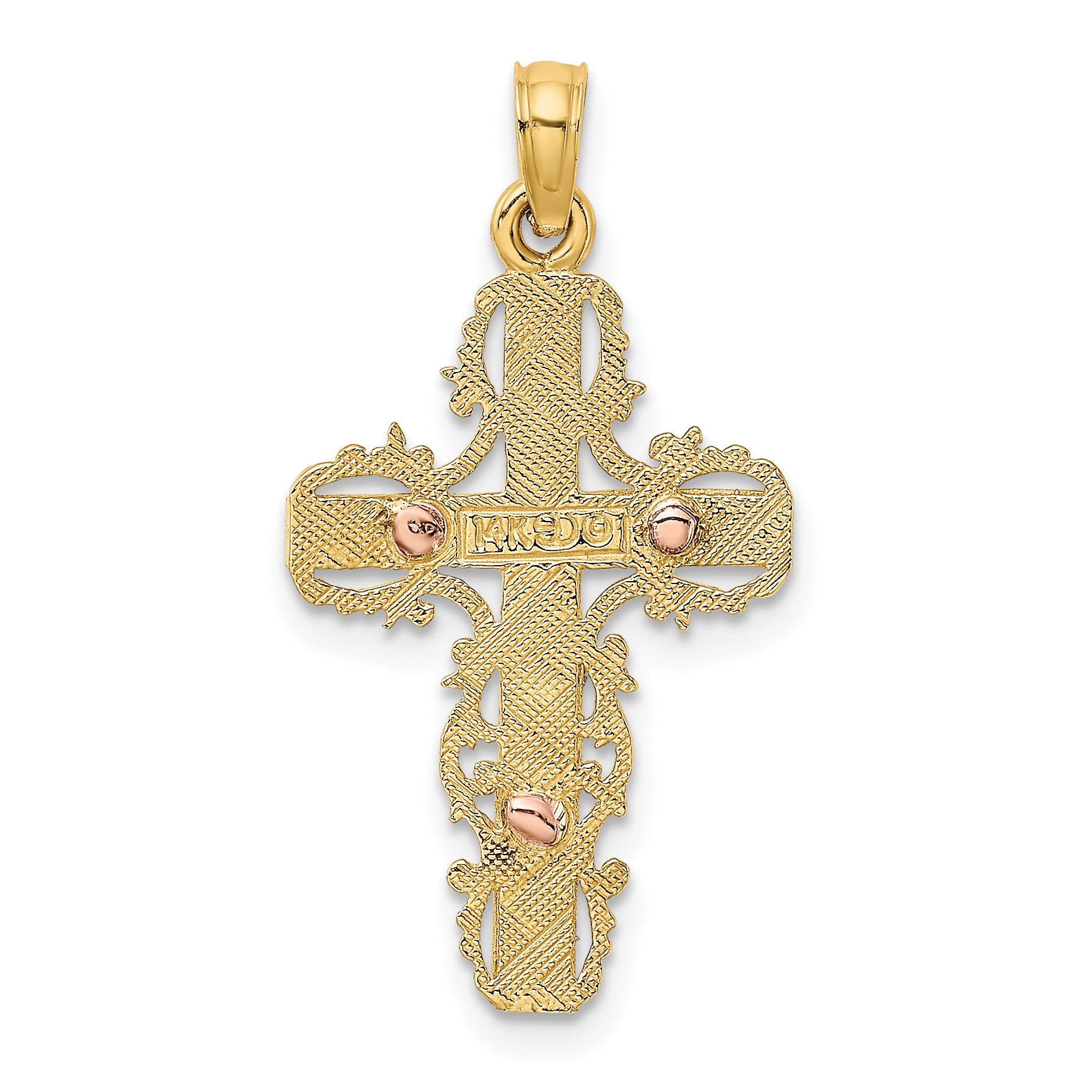14k Two-Tone with Lace Trim Crucifix Charm
