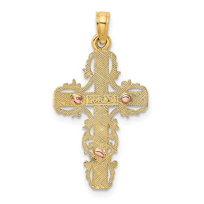 14k Two-Tone with Lace Trim Crucifix Charm
