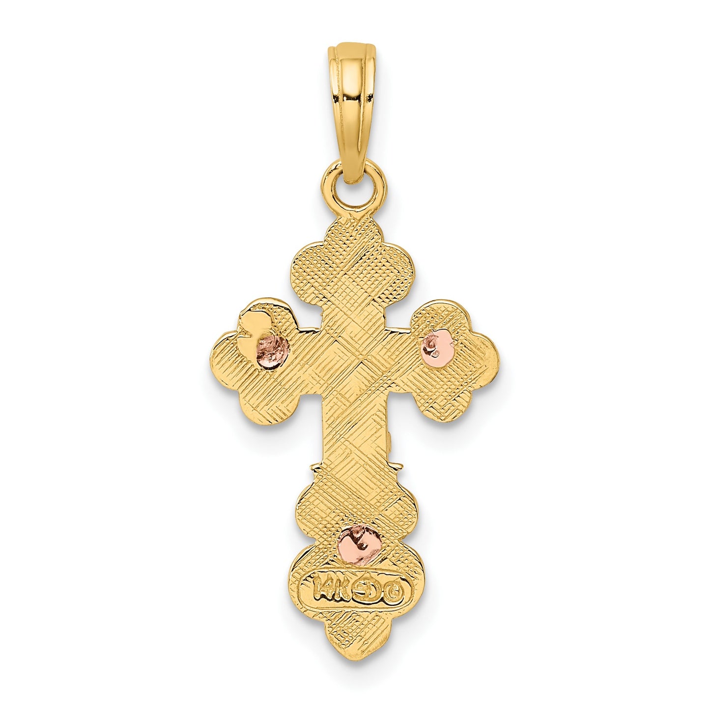 14K Two-Tone Crucifix with Scallop Trim Charm