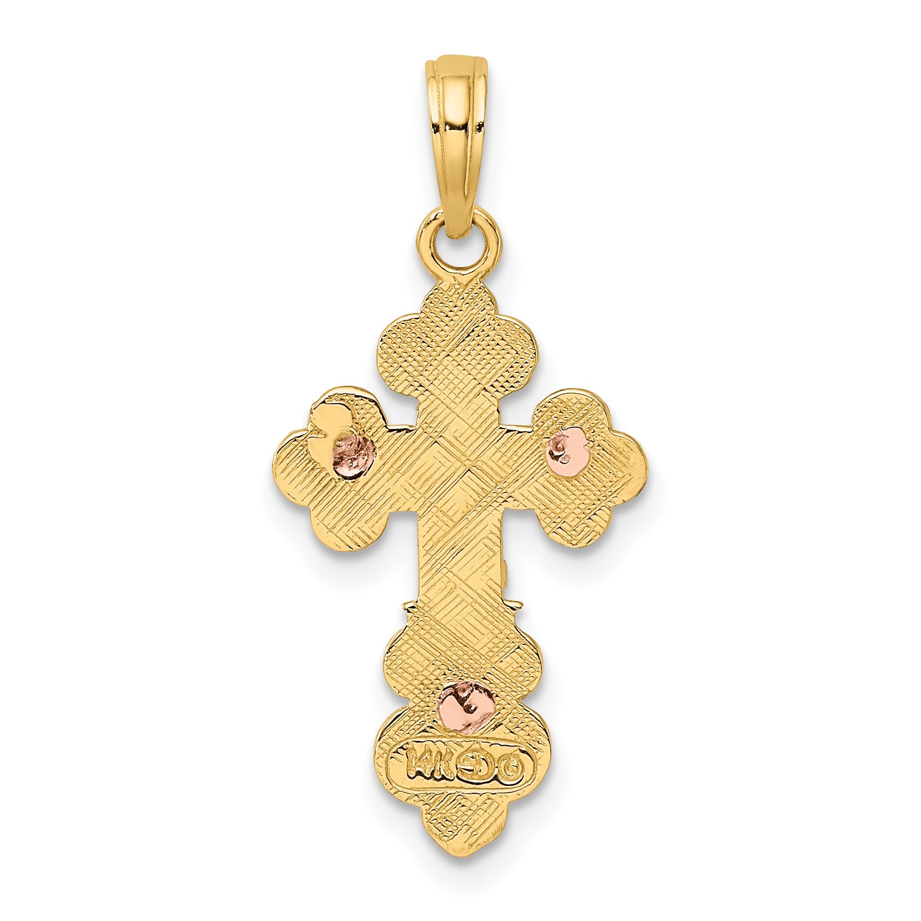 14K Two-Tone Crucifix with Scallop Trim Charm