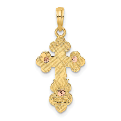 14K Two-Tone Crucifix with Scallop Trim Charm