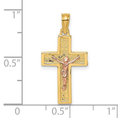 14K Two-Tone Latin Crucifix Charm