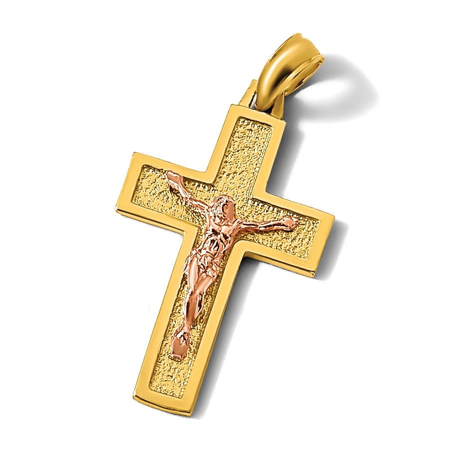 14K Two-Tone Latin Crucifix Charm