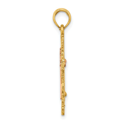 14K Two-Tone with Lace Trim Cross Charm