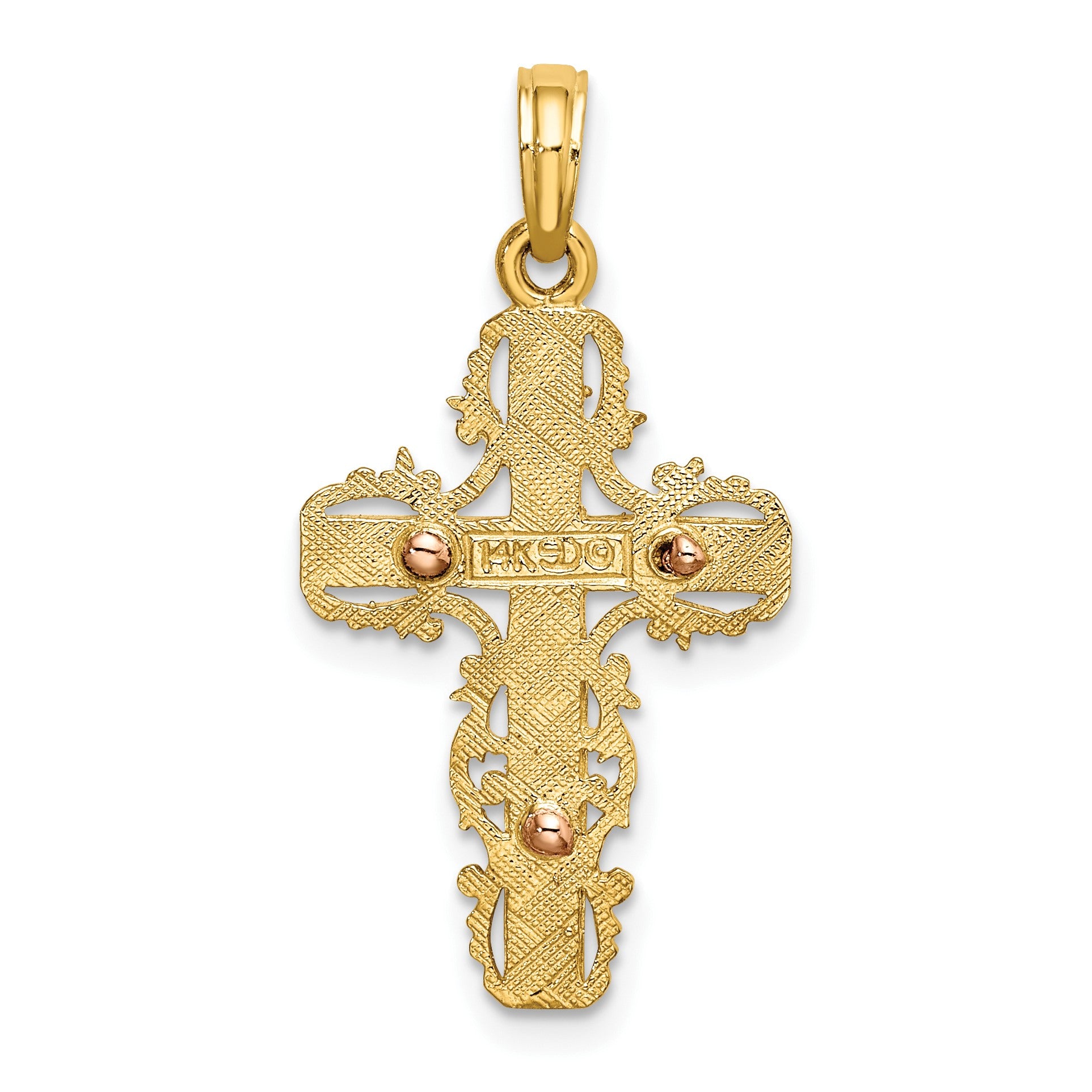 14K Two-Tone with Lace Trim Cross Charm