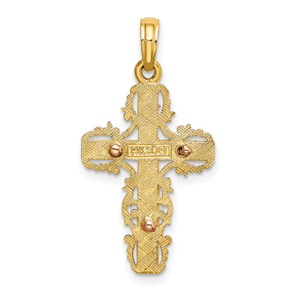 14K Two-Tone with Lace Trim Cross Charm