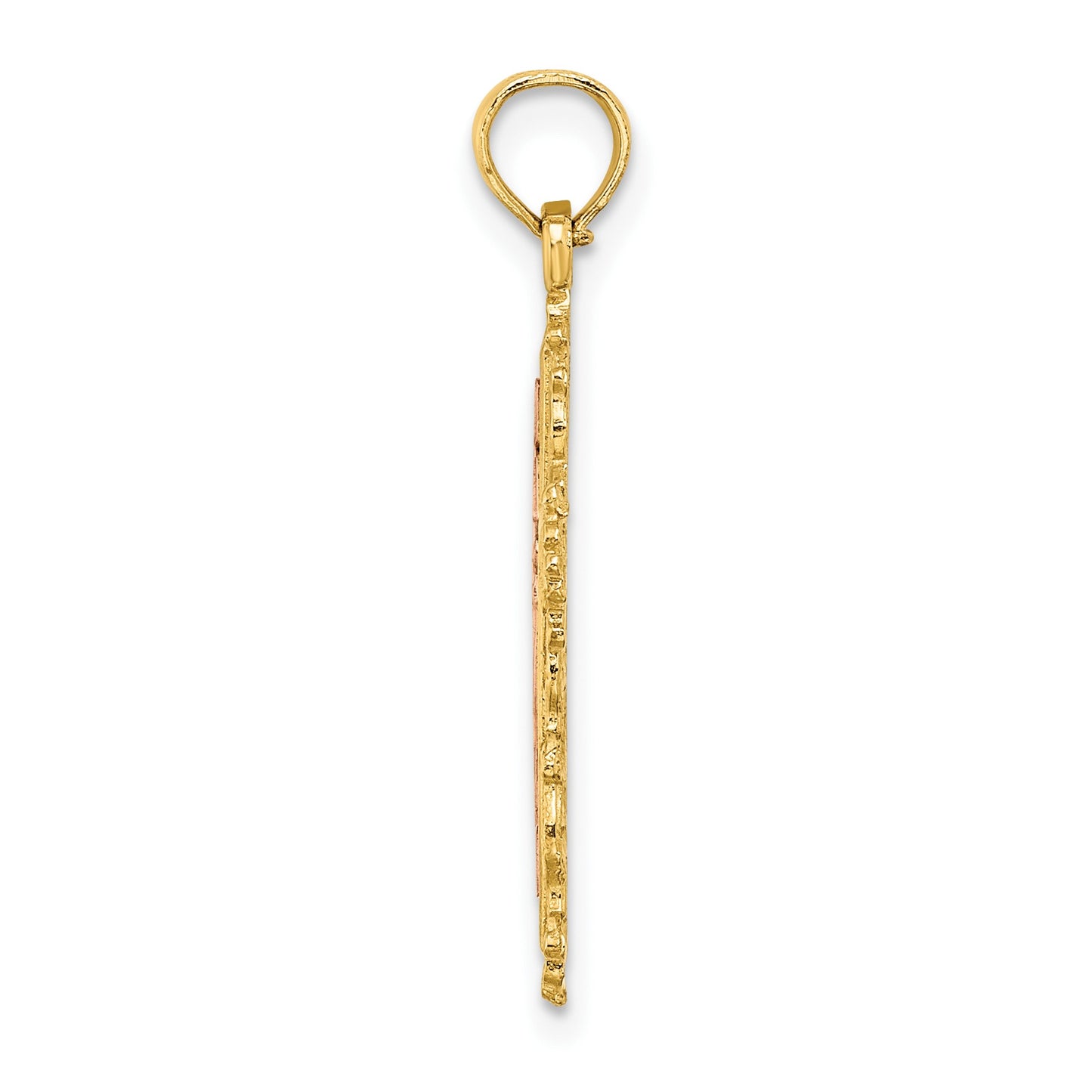 14K Two-Tone Cross with Lace Trim Charm