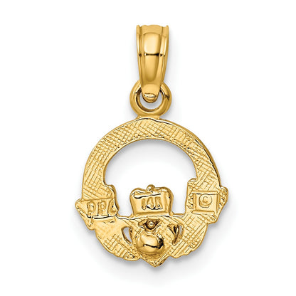 14k Two-Tone Claddagh with Heart Charm