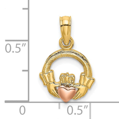 14k Two-Tone Claddagh with Heart Charm