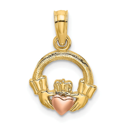 14k Two-Tone Claddagh with Heart Charm