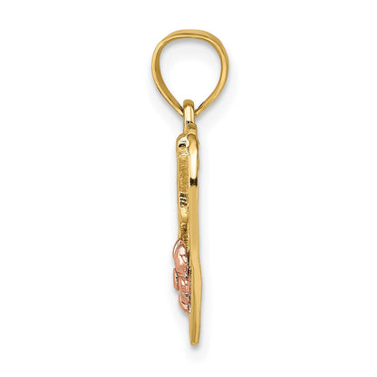 14k Two-Tone with White Rhodium #1 WIFE In Heart with Flower Charm