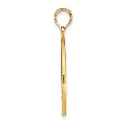 14K and White Rhodium Floral Medallion Pendant Charm