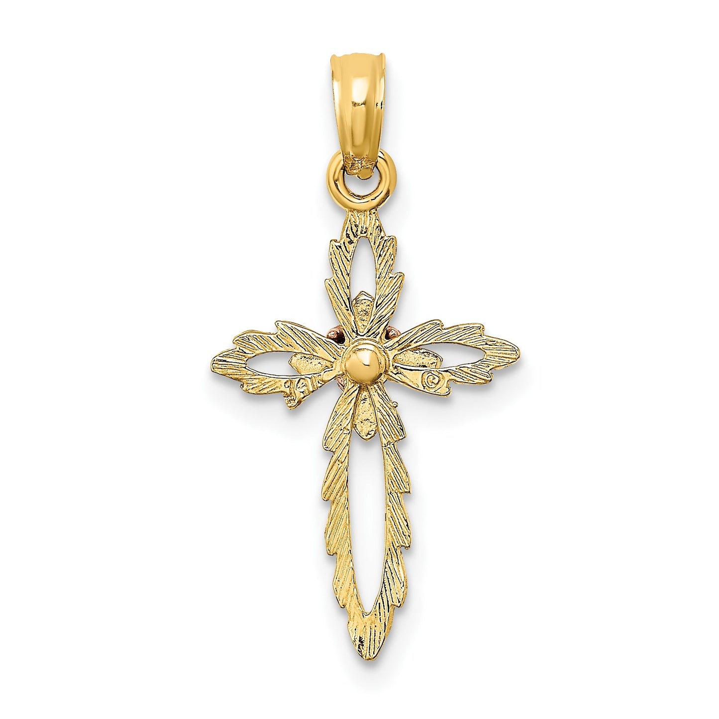 14k Two-Tone Cross with Heart Charm