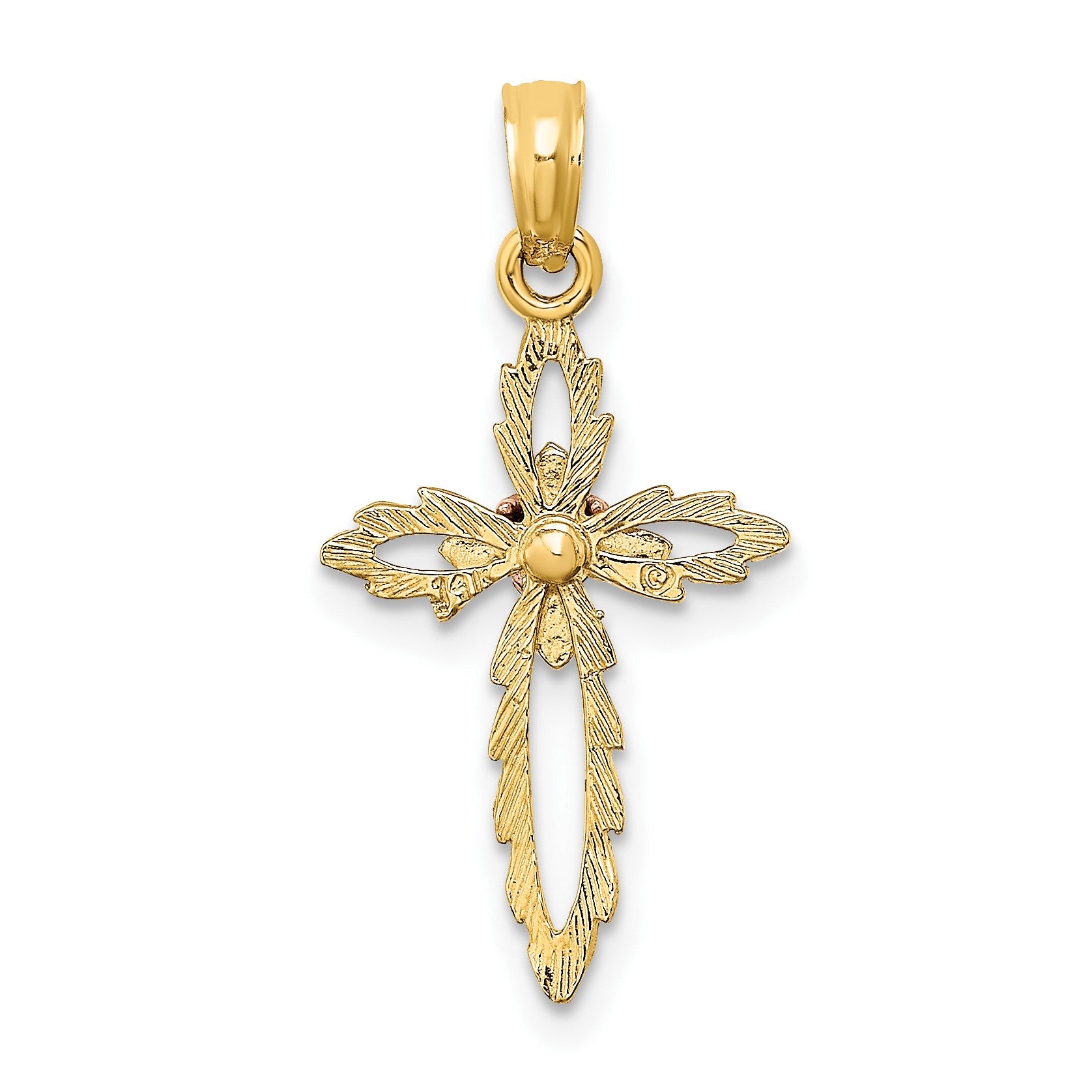 14k Two-Tone Cross with Heart Charm