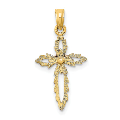 14k Two-Tone Cross with Heart Charm