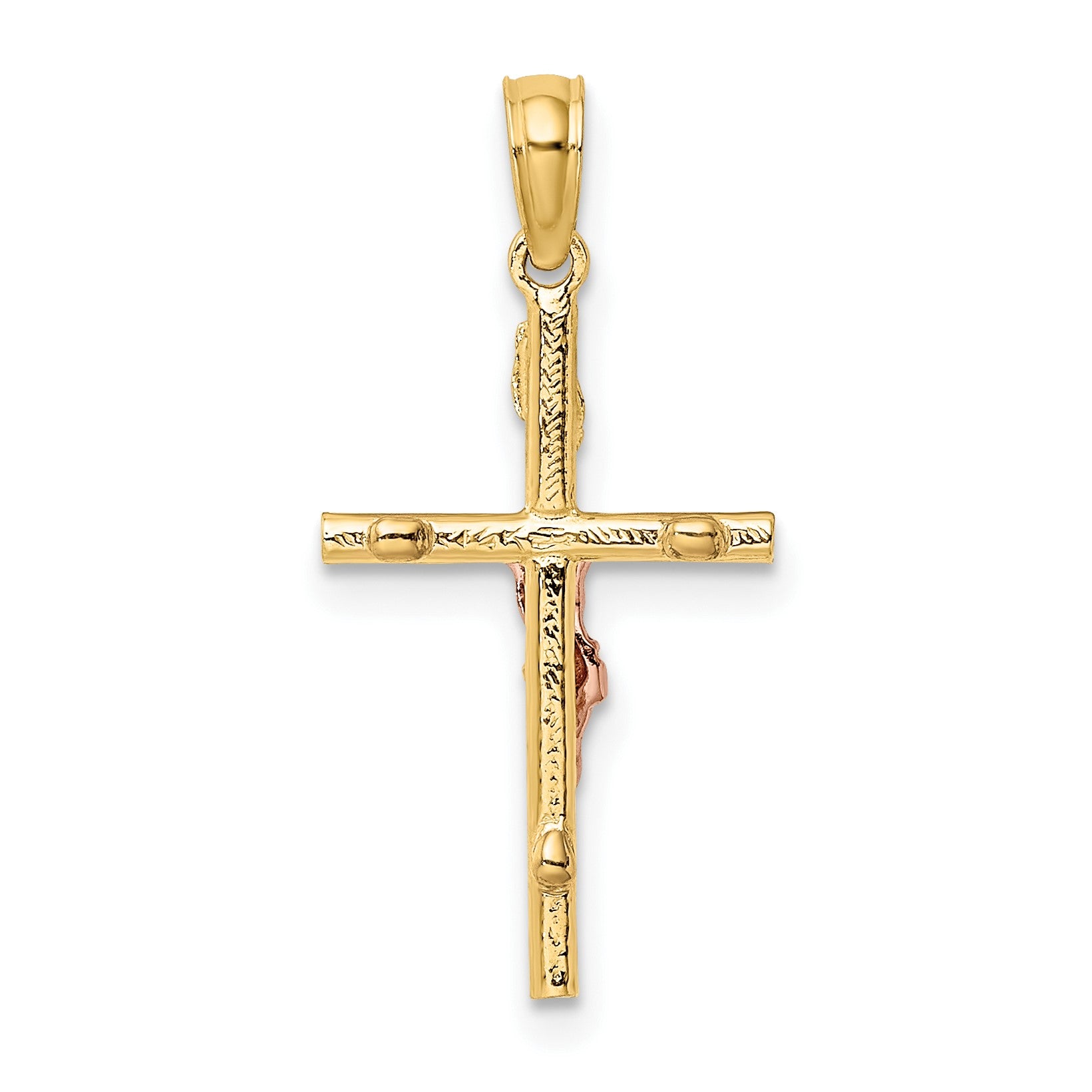 14k Two-Tone Cross Crucifix Charm