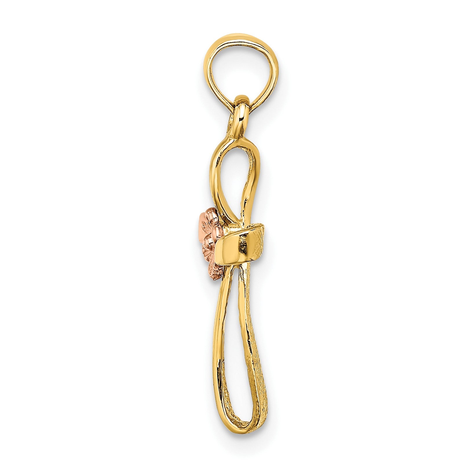 14k Two-Tone Twisted Cross with Flower Charm