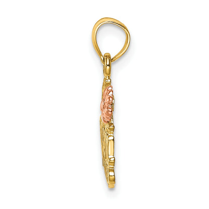 14k Two-Tone #1 MOM with Flower Charm