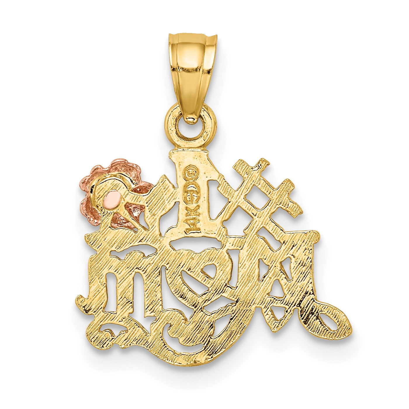 14k Two-Tone #1 MOM with Flower Charm