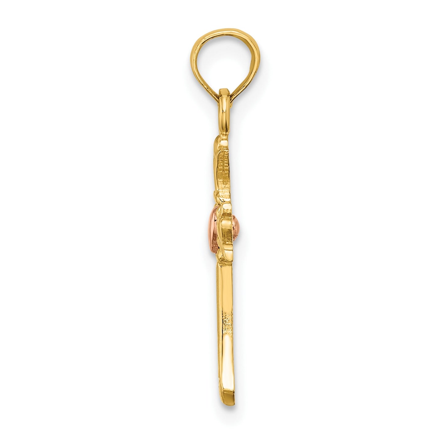14k Two-Tone Cross with Heart Charm