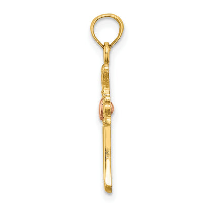 14k Two-Tone Cross with Heart Charm