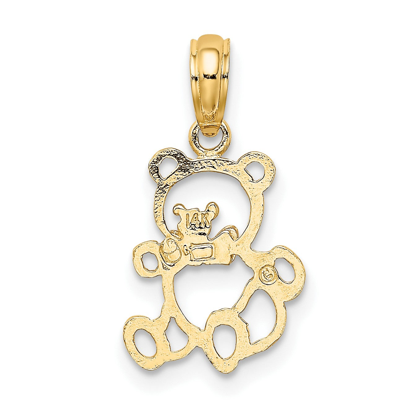 14k Two-Tone Cut-out Teddy Bear with Bow Tie Charm