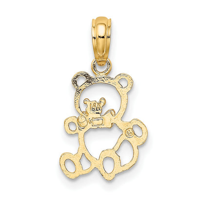 14k Two-Tone Cut-out Teddy Bear with Bow Tie Charm