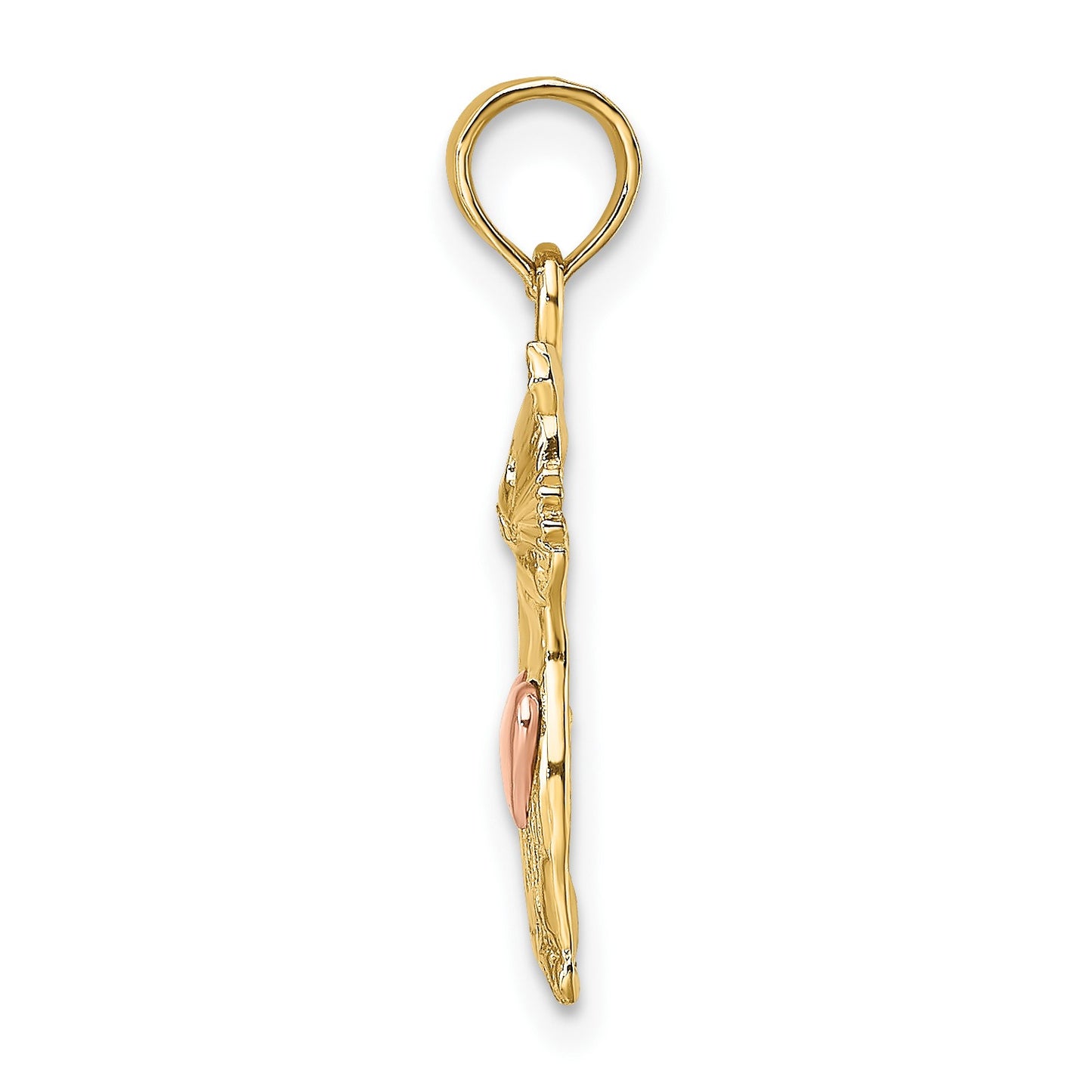 14k Two-Tone Cat with Heart Charm
