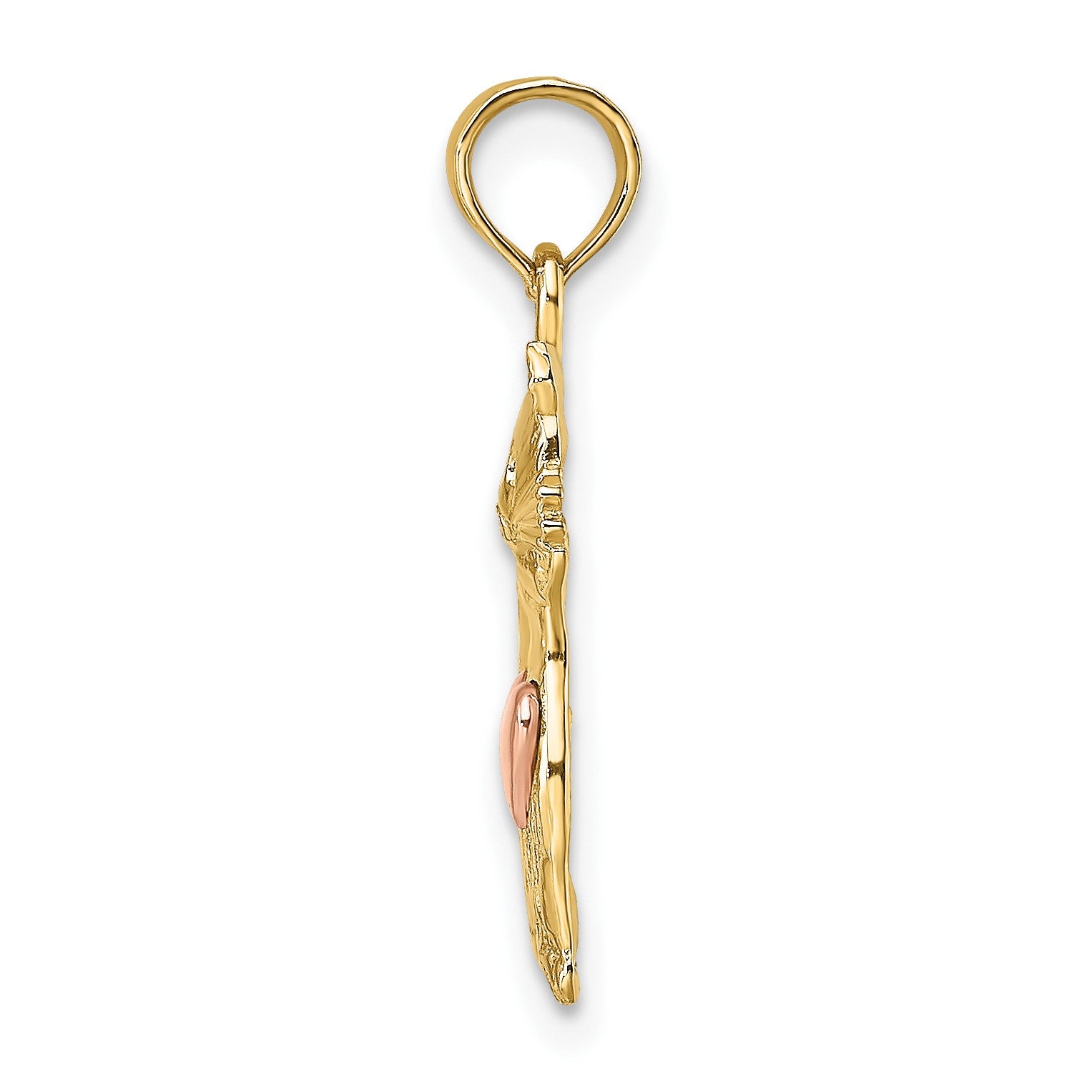 14k Two-Tone Cat with Heart Charm