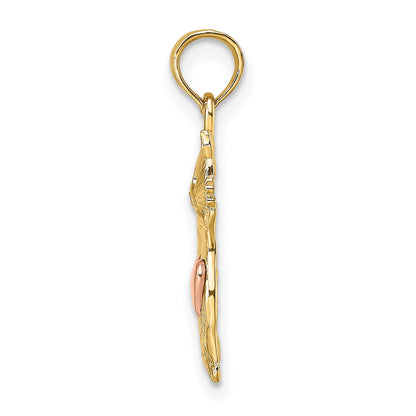 14k Two-Tone Cat with Heart Charm